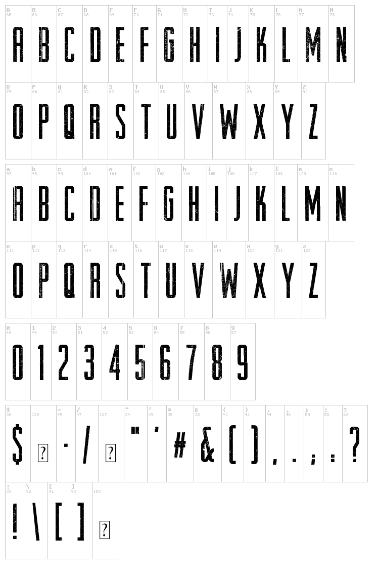 Raleigh Rock font map